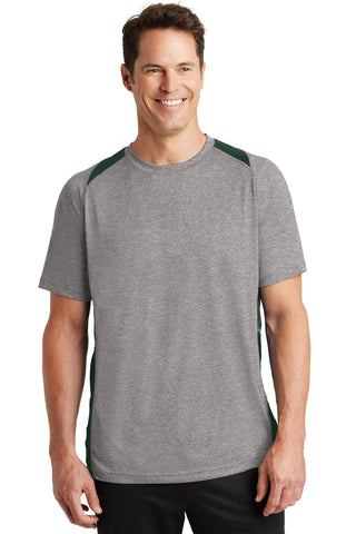 Sport-Tek Heather Colorblock Contender Tee (Vintage Heather/ Forest Green)