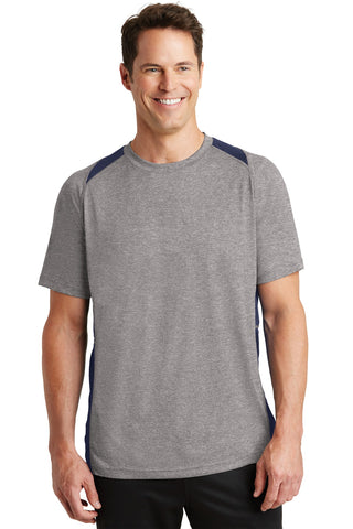 Sport-Tek Heather Colorblock Contender Tee (Vintage Heather/ True Navy)