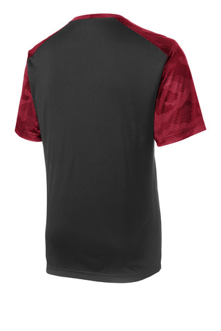 Sport-Tek CamoHex Colorblock Tee (Black/ Deep Red)