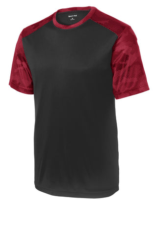 Sport-Tek CamoHex Colorblock Tee (Black/ Deep Red)