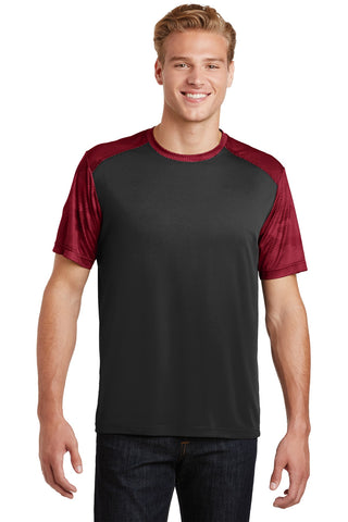 Sport-Tek CamoHex Colorblock Tee (Black/ Deep Red)