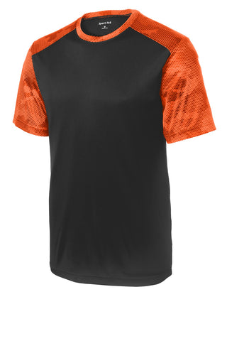 Sport-Tek CamoHex Colorblock Tee (Black/ Neon Orange)