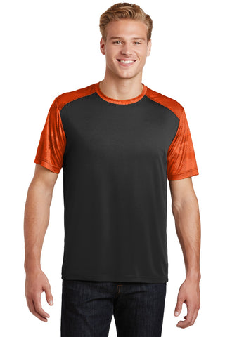 Sport-Tek CamoHex Colorblock Tee (Black/ Neon Orange)