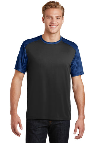 Sport-Tek CamoHex Colorblock Tee (Black/ True Royal)