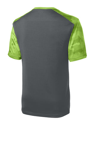 Sport-Tek CamoHex Colorblock Tee (Iron Grey/ Lime Shock)