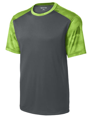 Sport-Tek CamoHex Colorblock Tee (Iron Grey/ Lime Shock)