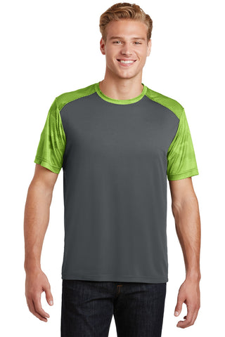 Sport-Tek CamoHex Colorblock Tee (Iron Grey/ Lime Shock)