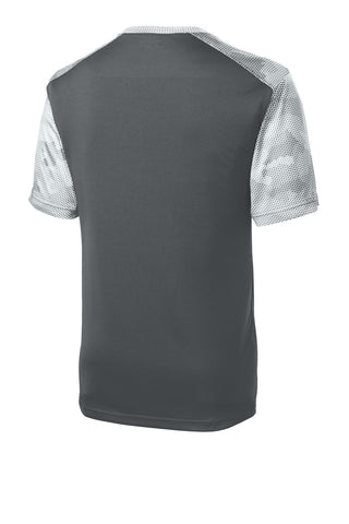 Sport-Tek CamoHex Colorblock Tee (Iron Grey/ White)