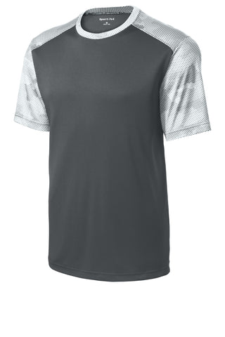 Sport-Tek CamoHex Colorblock Tee (Iron Grey/ White)