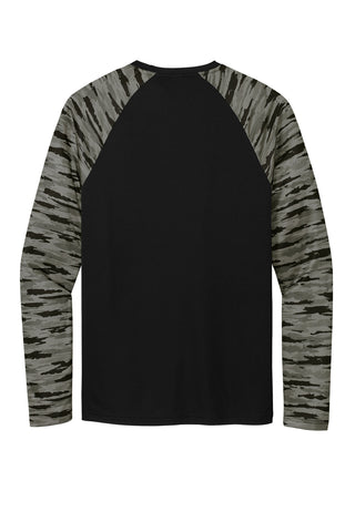 Sport-Tek Drift Camo Colorblock Long Sleeve Tee (Black)