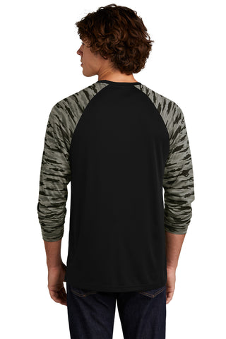 Sport-Tek Drift Camo Colorblock Long Sleeve Tee (Black)