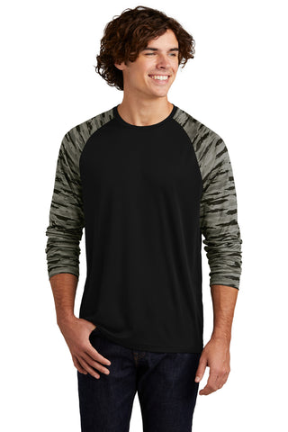 Sport-Tek Drift Camo Colorblock Long Sleeve Tee (Black)