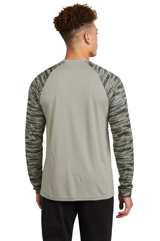 Sport-Tek Drift Camo Colorblock Long Sleeve Tee (Silver)