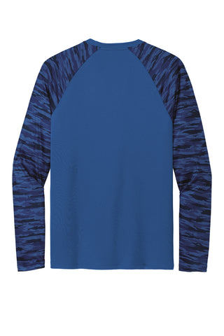 Sport-Tek Drift Camo Colorblock Long Sleeve Tee (True Royal)