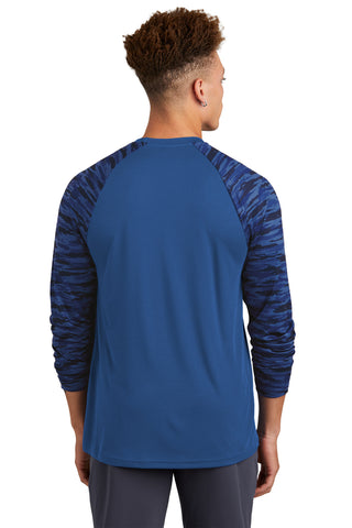 Sport-Tek Drift Camo Colorblock Long Sleeve Tee (True Royal)