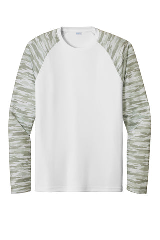 Sport-Tek Drift Camo Colorblock Long Sleeve Tee (White)