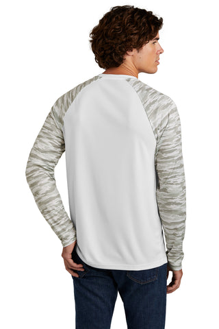 Sport-Tek Drift Camo Colorblock Long Sleeve Tee (White)