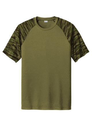 Sport-Tek Drift Camo Colorblock Tee (Olive Drab Green)