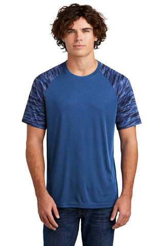 Sport-Tek Drift Camo Colorblock Tee (True Royal)