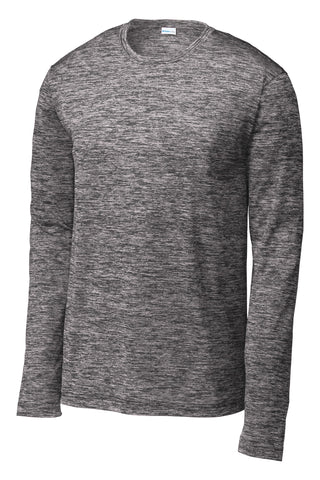 Sport-Tek PosiCharge Long Sleeve Electric Heather Tee (Black Electric)