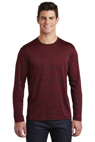 Sport-Tek PosiCharge Long Sleeve Electric Heather Tee (Deep Red-Black Electric)