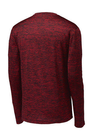 Sport-Tek PosiCharge Long Sleeve Electric Heather Tee (Deep Red-Black Electric)