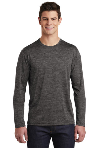 Sport-Tek PosiCharge Long Sleeve Electric Heather Tee (Grey-Black Electric)