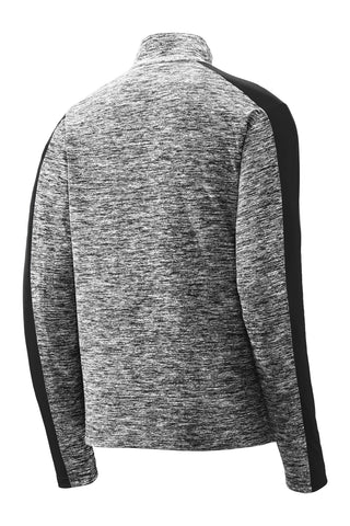 Sport-Tek PosiCharge Electric Heather Colorblock 1/4-Zip Pullover (Black Electric/ Black)