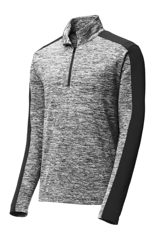 Sport-Tek PosiCharge Electric Heather Colorblock 1/4-Zip Pullover (Black Electric/ Black)