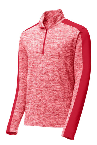 Sport-Tek PosiCharge Electric Heather Colorblock 1/4-Zip Pullover (Deep Red Electric/ Deep Red)