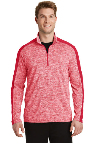 Sport-Tek PosiCharge Electric Heather Colorblock 1/4-Zip Pullover (Deep Red Electric/ Deep Red)