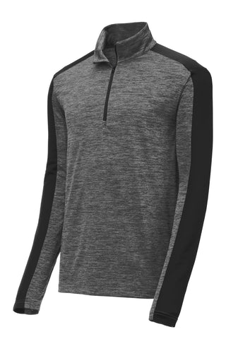 Sport-Tek PosiCharge Electric Heather Colorblock 1/4-Zip Pullover (Grey-Black Electric/ Black)