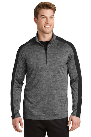 Sport-Tek PosiCharge Electric Heather Colorblock 1/4-Zip Pullover (Grey-Black Electric/ Black)