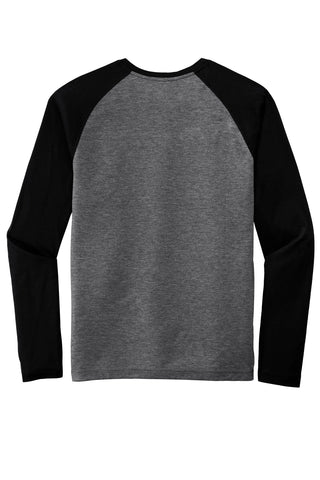 Sport-Tek PosiCharge Long Sleeve Tri-Blend Wicking Raglan Tee (Black Triad Solid/ Dark Grey Heather)