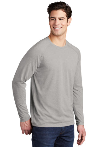 Sport-Tek PosiCharge Long Sleeve Tri-Blend Wicking Raglan Tee (Light Grey Heather)