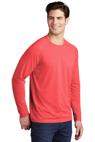 Sport-Tek PosiCharge Long Sleeve Tri-Blend Wicking Raglan Tee (True Red Heather)