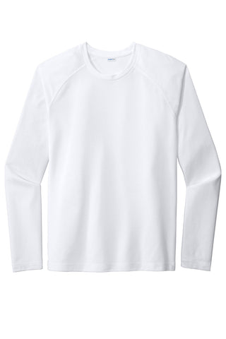 Sport-Tek PosiCharge Long Sleeve Tri-Blend Wicking Raglan Tee (White Triad Solid)