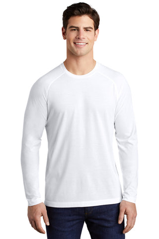 Sport-Tek PosiCharge Long Sleeve Tri-Blend Wicking Raglan Tee (White Triad Solid)