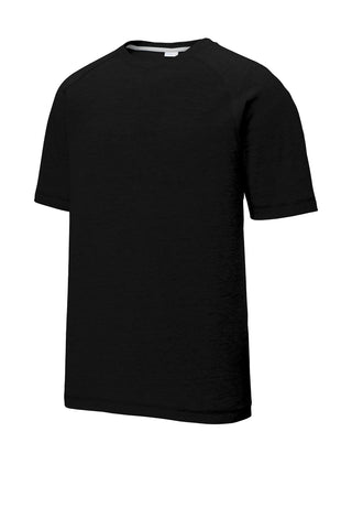 Sport-Tek PosiCharge Tri-Blend Wicking Raglan Tee (Black Triad Solid)