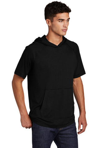 Sport-Tek PosiCharge Tri-Blend Wicking Short Sleeve Hoodie (Black Triad Solid)