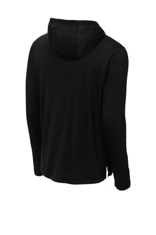 Sport-Tek PosiCharge Tri-Blend Wicking Long Sleeve Hoodie (Black Triad Solid)