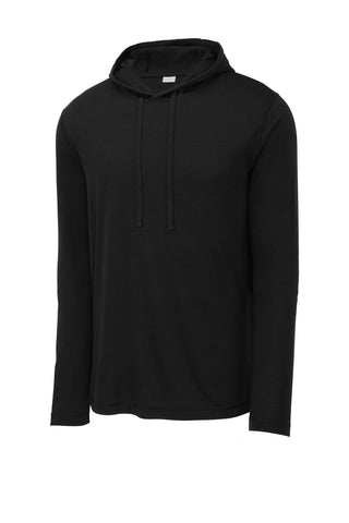 Sport-Tek PosiCharge Tri-Blend Wicking Long Sleeve Hoodie (Black Triad Solid)