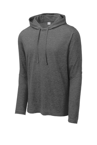 Sport-Tek PosiCharge Tri-Blend Wicking Long Sleeve Hoodie (Dark Grey Heather)