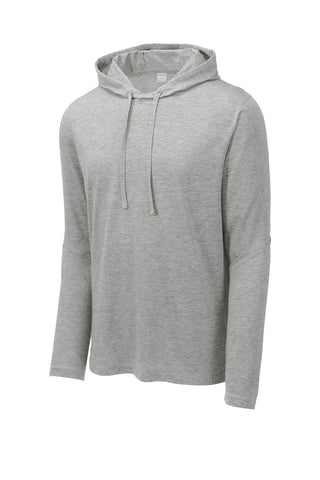 Sport-Tek PosiCharge Tri-Blend Wicking Long Sleeve Hoodie (Light Grey Heather)