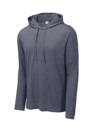 Sport-Tek PosiCharge Tri-Blend Wicking Long Sleeve Hoodie (True Navy Heather)