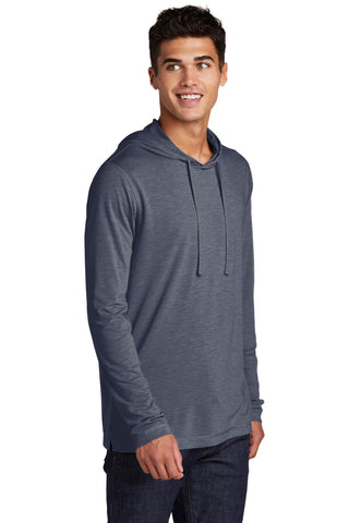 Sport-Tek PosiCharge Tri-Blend Wicking Long Sleeve Hoodie (True Navy Heather)