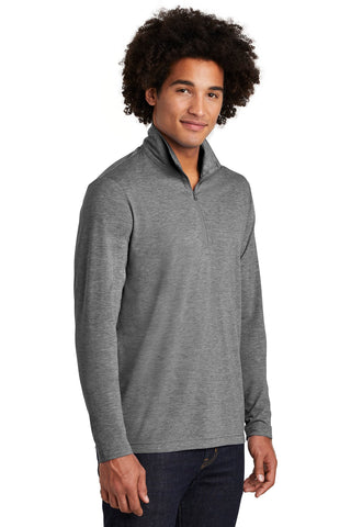 Sport-Tek PosiCharge Tri-Blend Wicking 1/4-Zip Pullover (Dark Grey Heather)