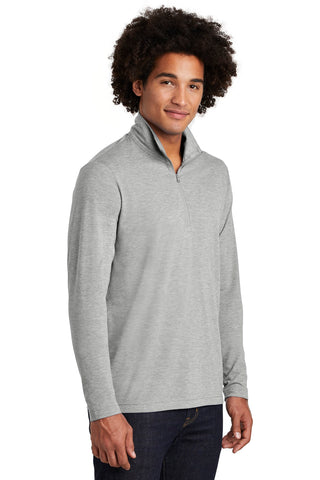 Sport-Tek PosiCharge Tri-Blend Wicking 1/4-Zip Pullover (Light Grey Heather)