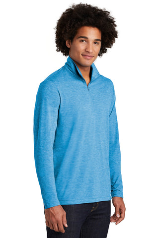 Sport-Tek PosiCharge Tri-Blend Wicking 1/4-Zip Pullover (Pond Blue Heather)