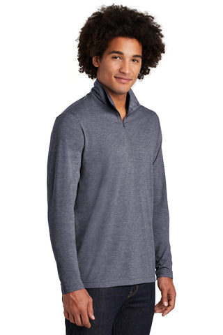 Sport-Tek PosiCharge Tri-Blend Wicking 1/4-Zip Pullover (True Navy Heather)